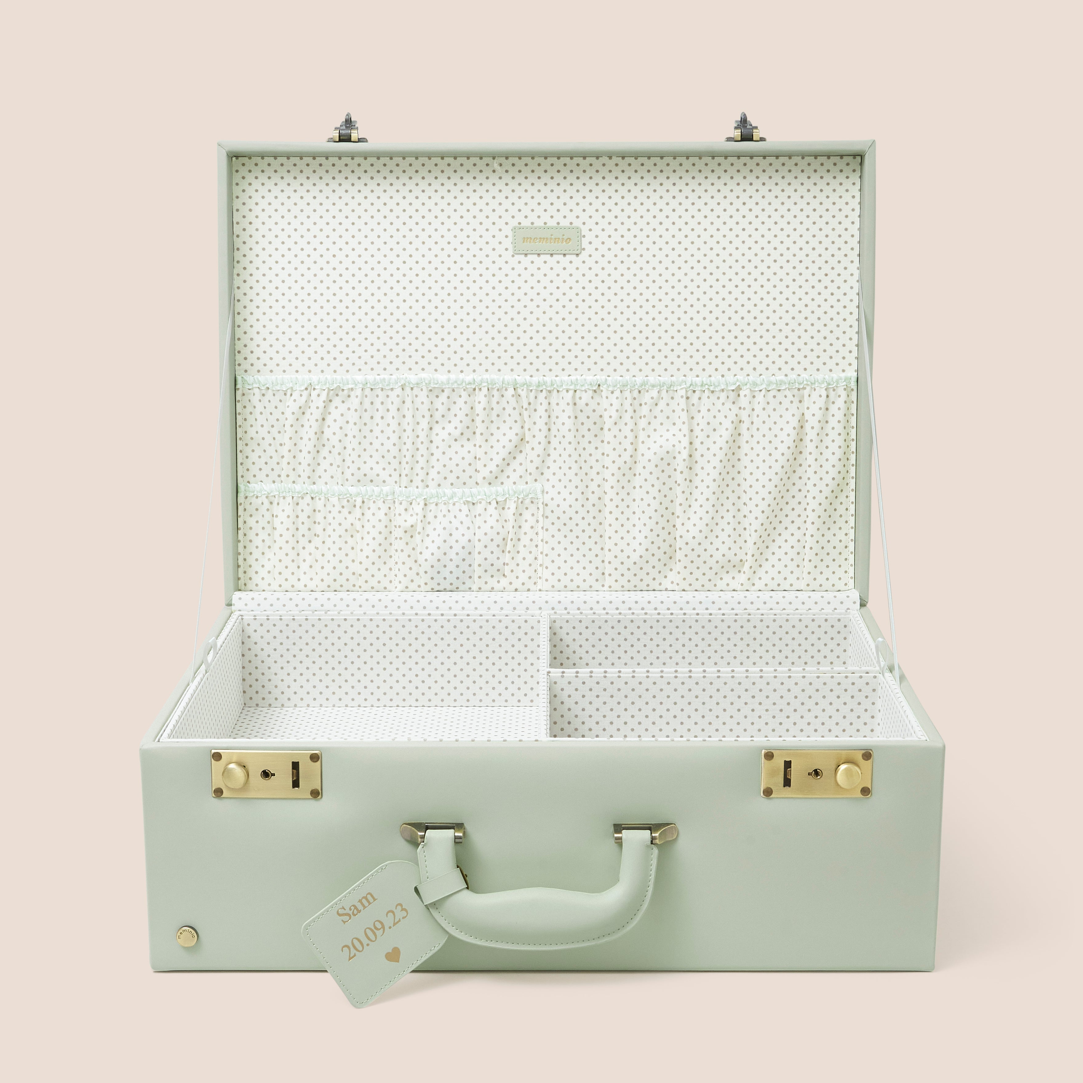 große Erinnerungsbox | Andenkenetui in Salbeigrün