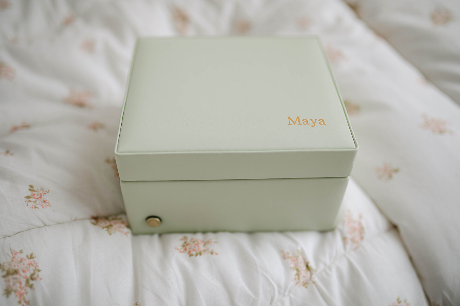 musical jewellery Box in sage green