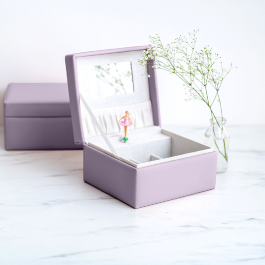 musical jewellery box in lavender purple