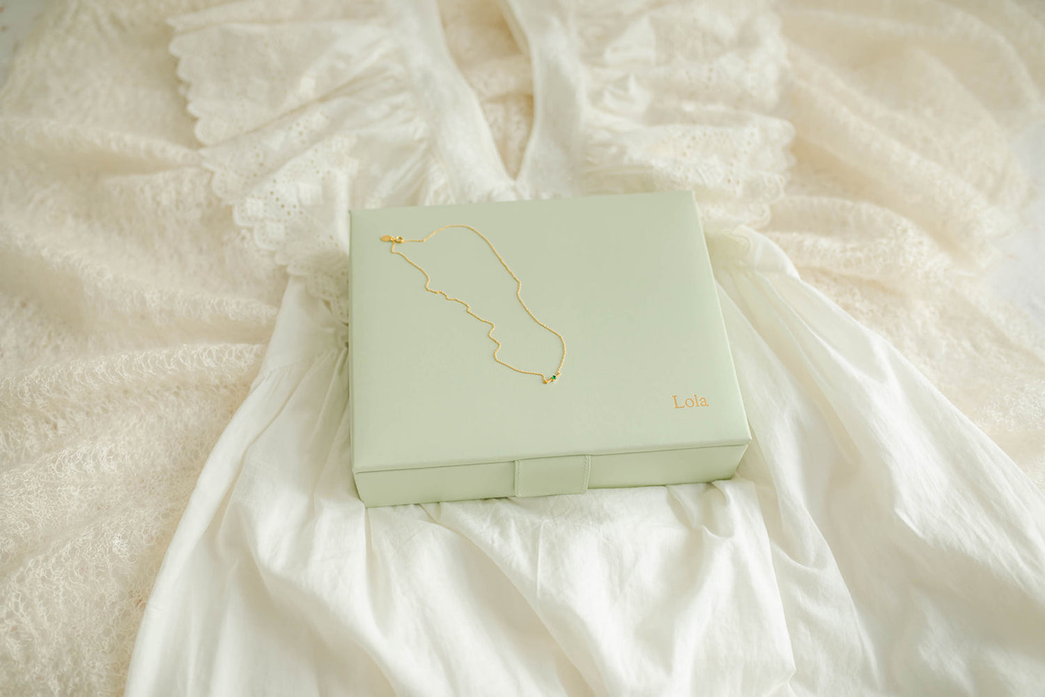 jewellery box in sage green