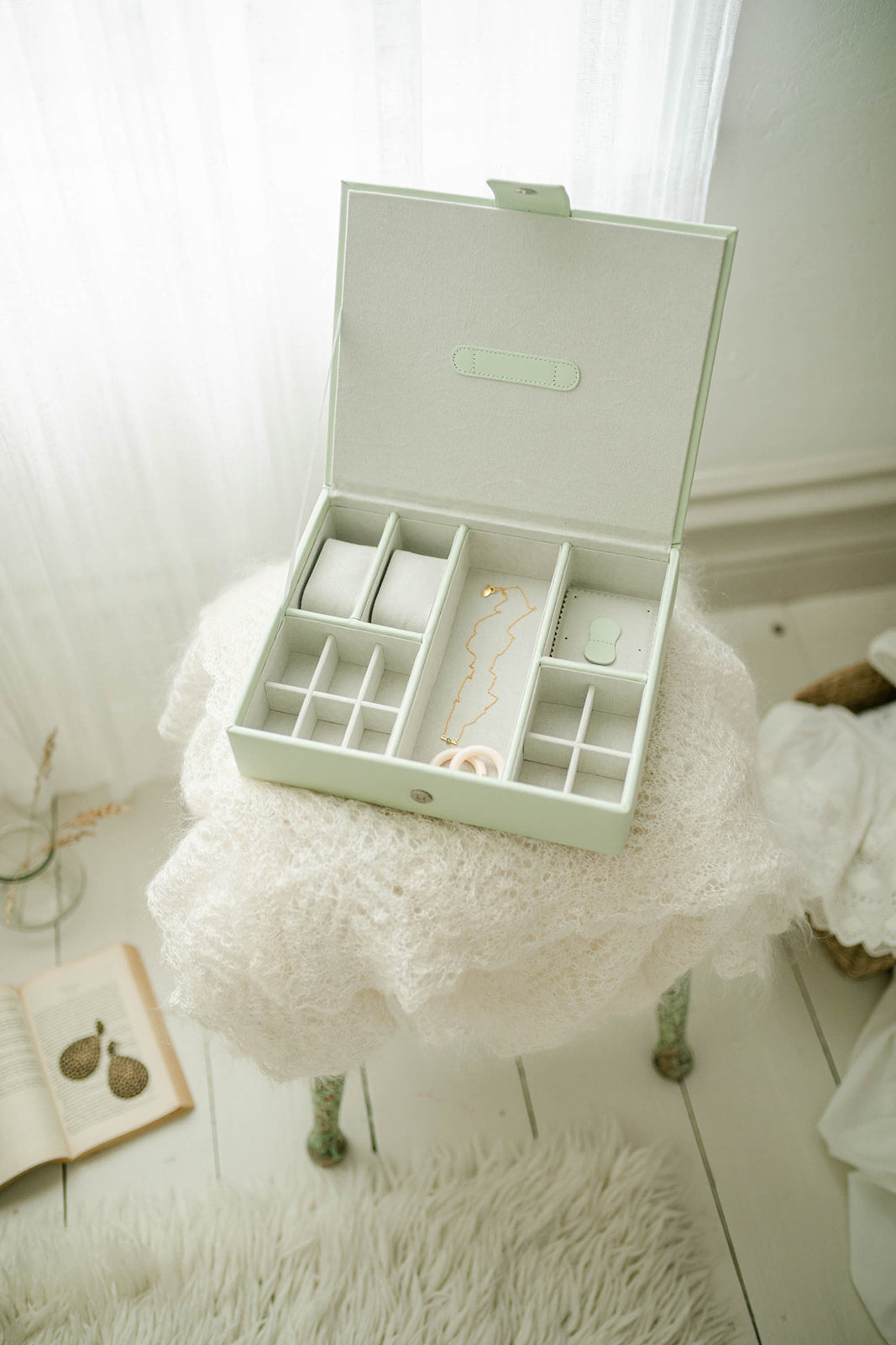 jewellery box in sage green
