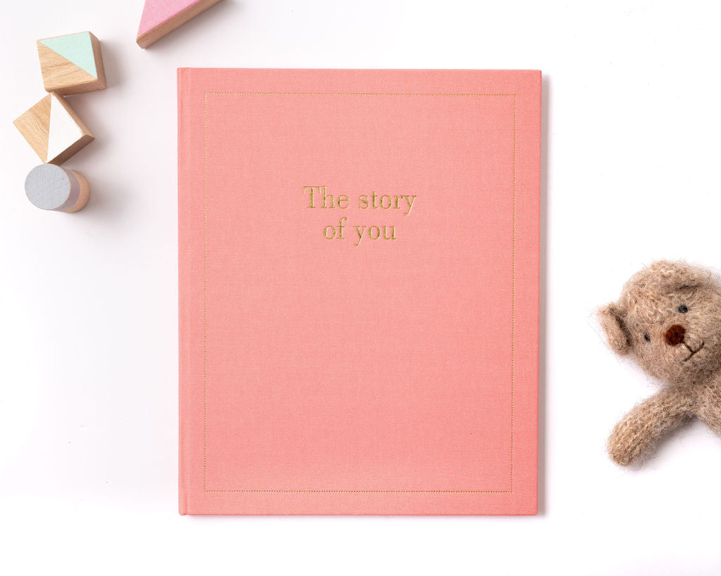 the story of you, a baby memory book in pink