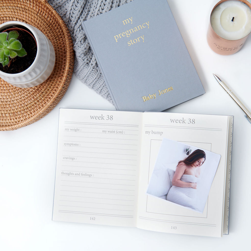 my pregnancy story in grey, a memory book for your pregnancy journey
