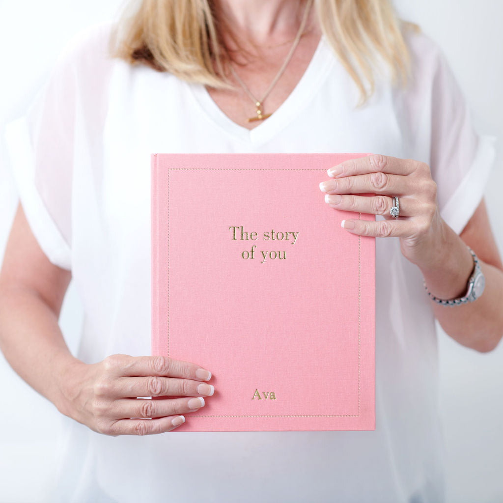 the story of you, a baby memory book in pink