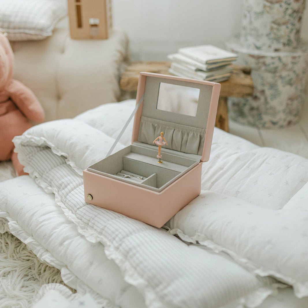 musical jewellery box in blush pink