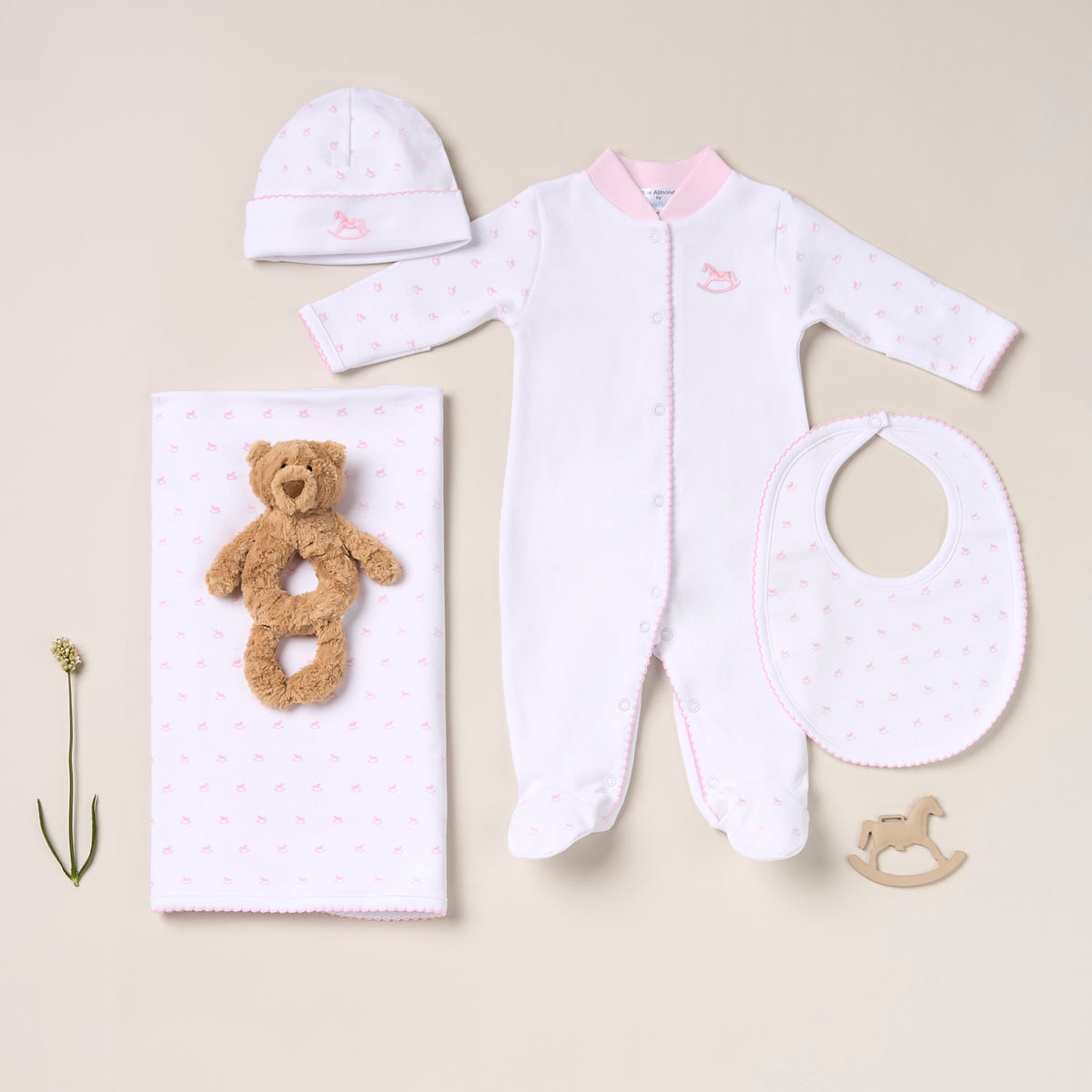 oat memory keepsake box x blue almonds gift set in pink