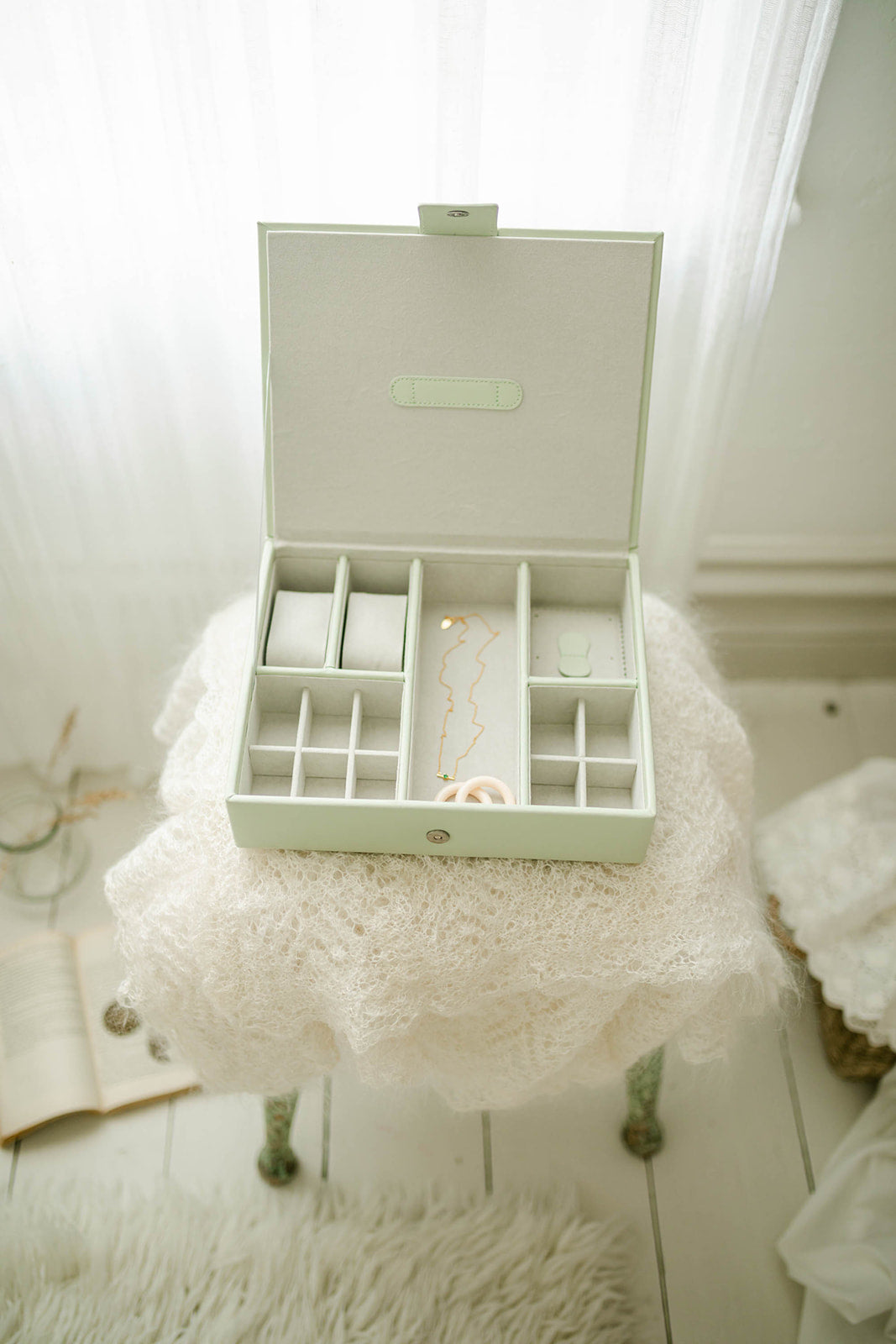 jewellery box in sage green
