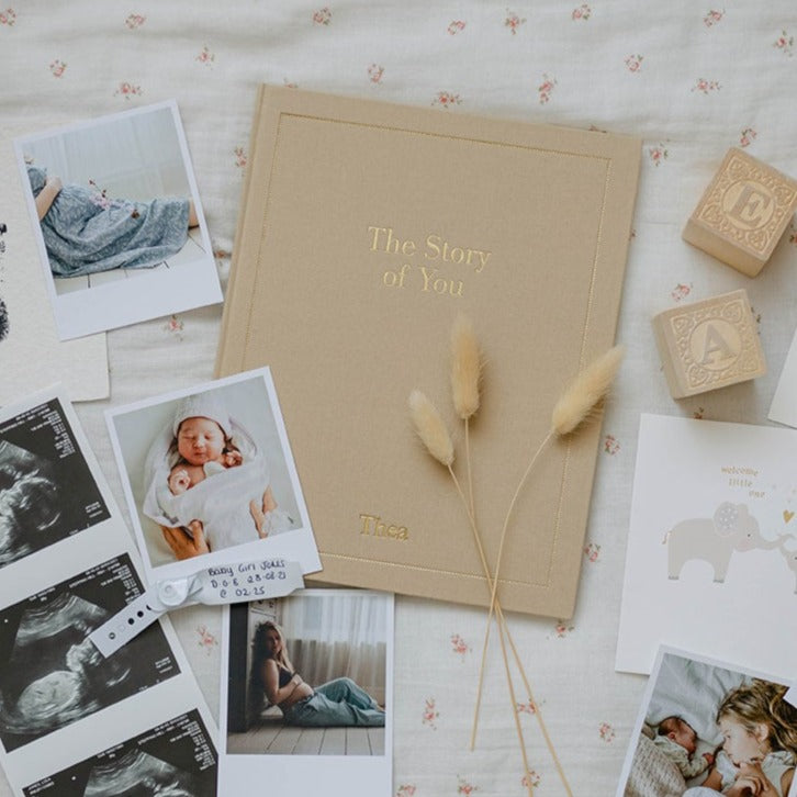 the story of you, a baby memory book in oat