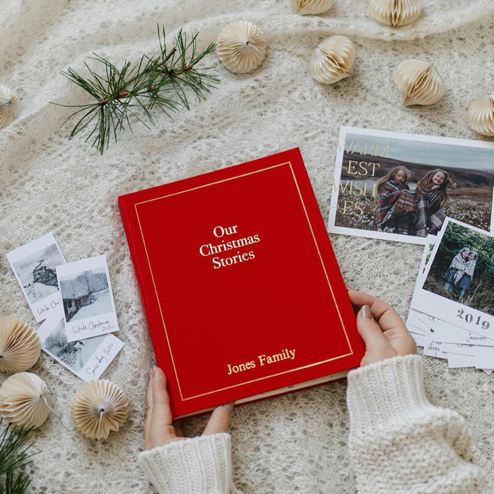Personalised Christmas memories book Red record book meminio