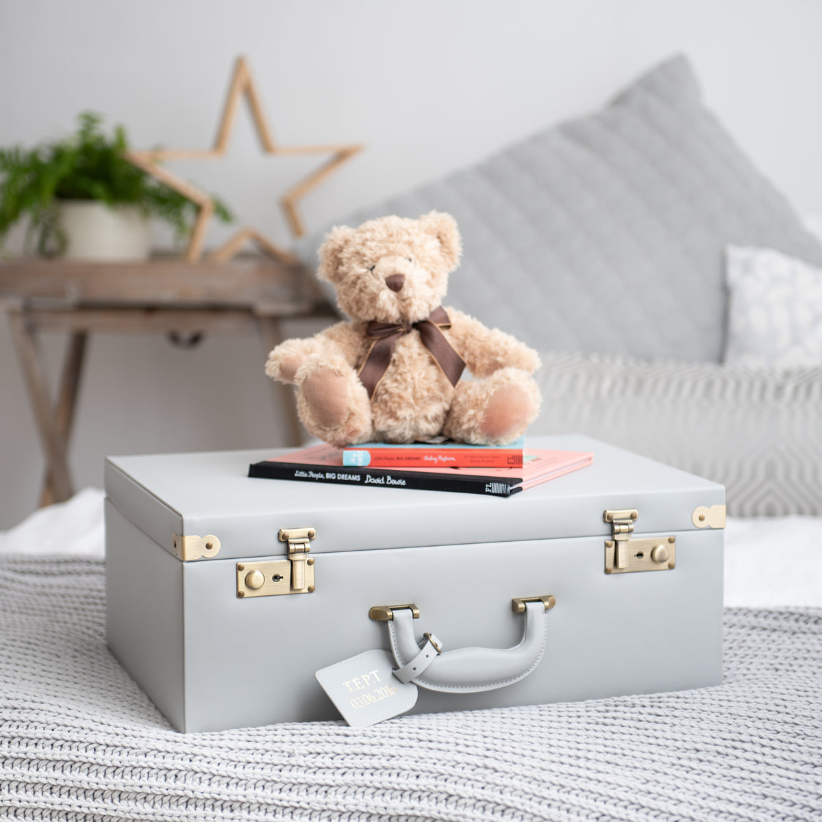 personalised large keepsake case | memory box | grey | meminio