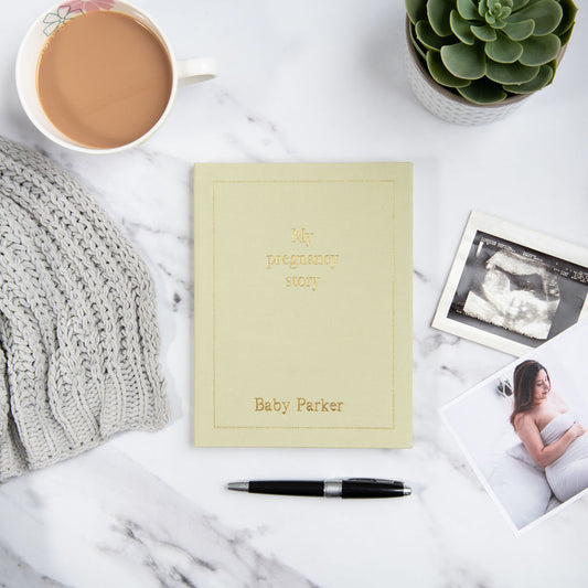 my pregnancy story in sage green, a memory book for your pregnancy journey