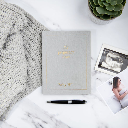 my pregnancy story in grey, a memory book for your pregnancy journey