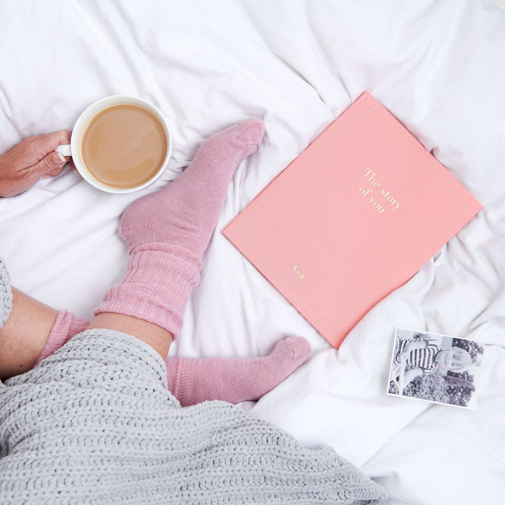 the story of you, a baby memory book in pink