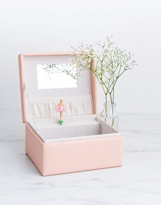 musical jewellery box in blush pink