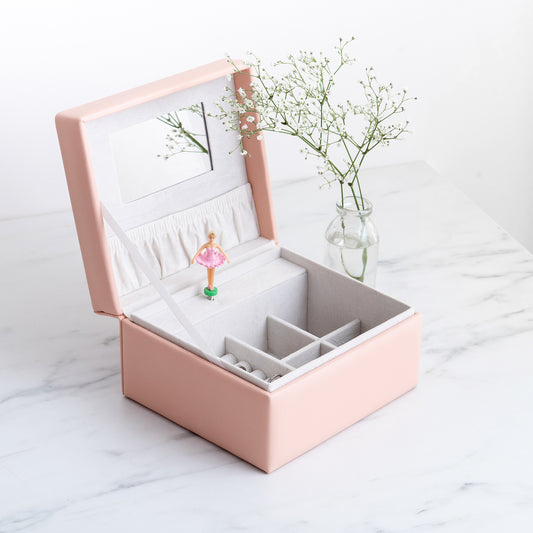 imperfect musical jewellery box in pink